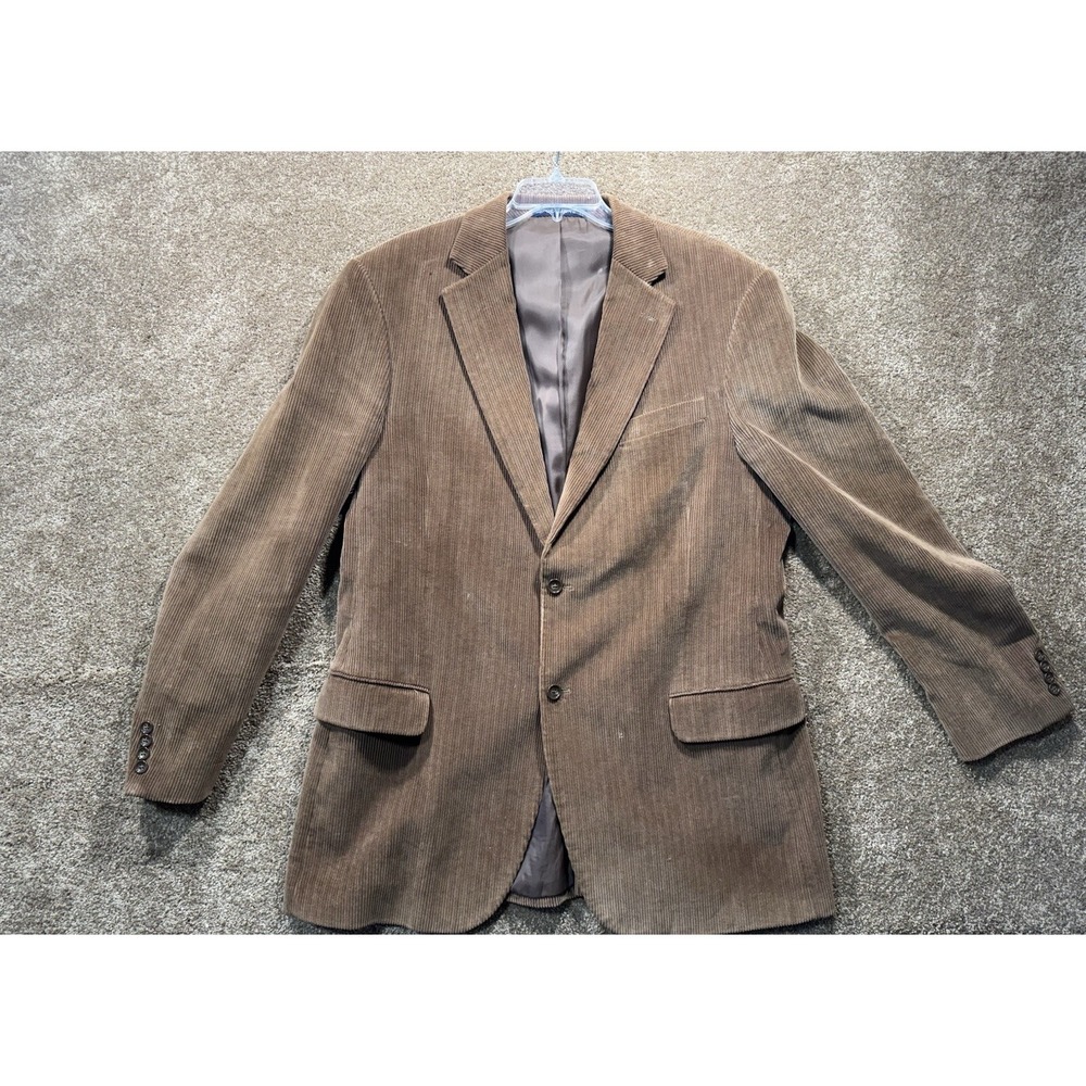 DOCKERS 44L Brown Corduroy Blazer Jacket Sport Coat Single Breasted‎ Professor